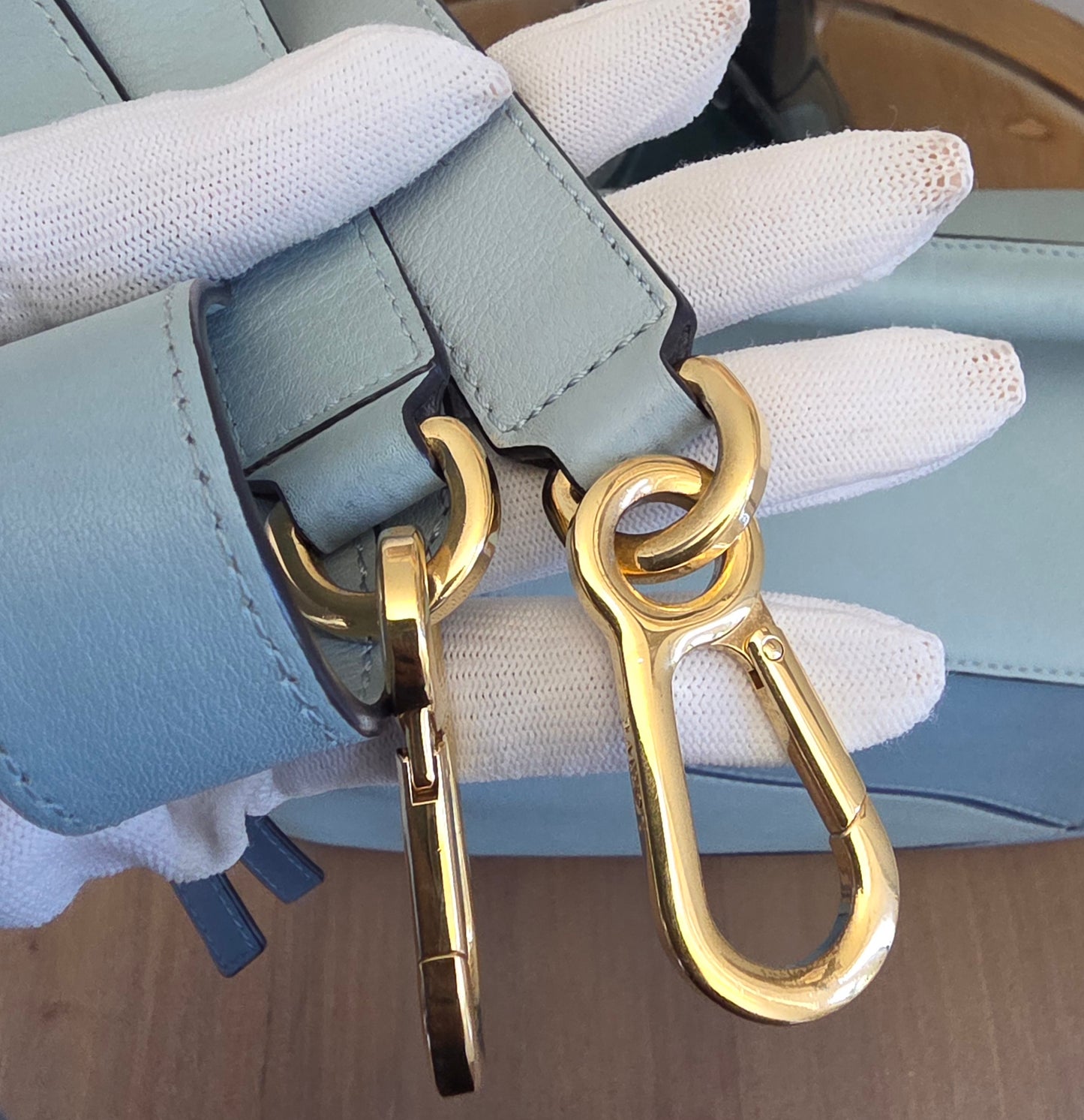 Loewe Small Puzzle Bag Powder Blue Leather Gold Hardware