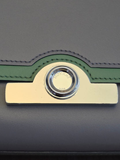 Moynat Réjane PM Top Handle Bag in Gris & Vert Calfskin