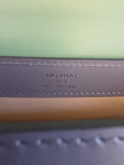 Moynat Réjane PM Top Handle Bag in Gris & Vert Calfskin