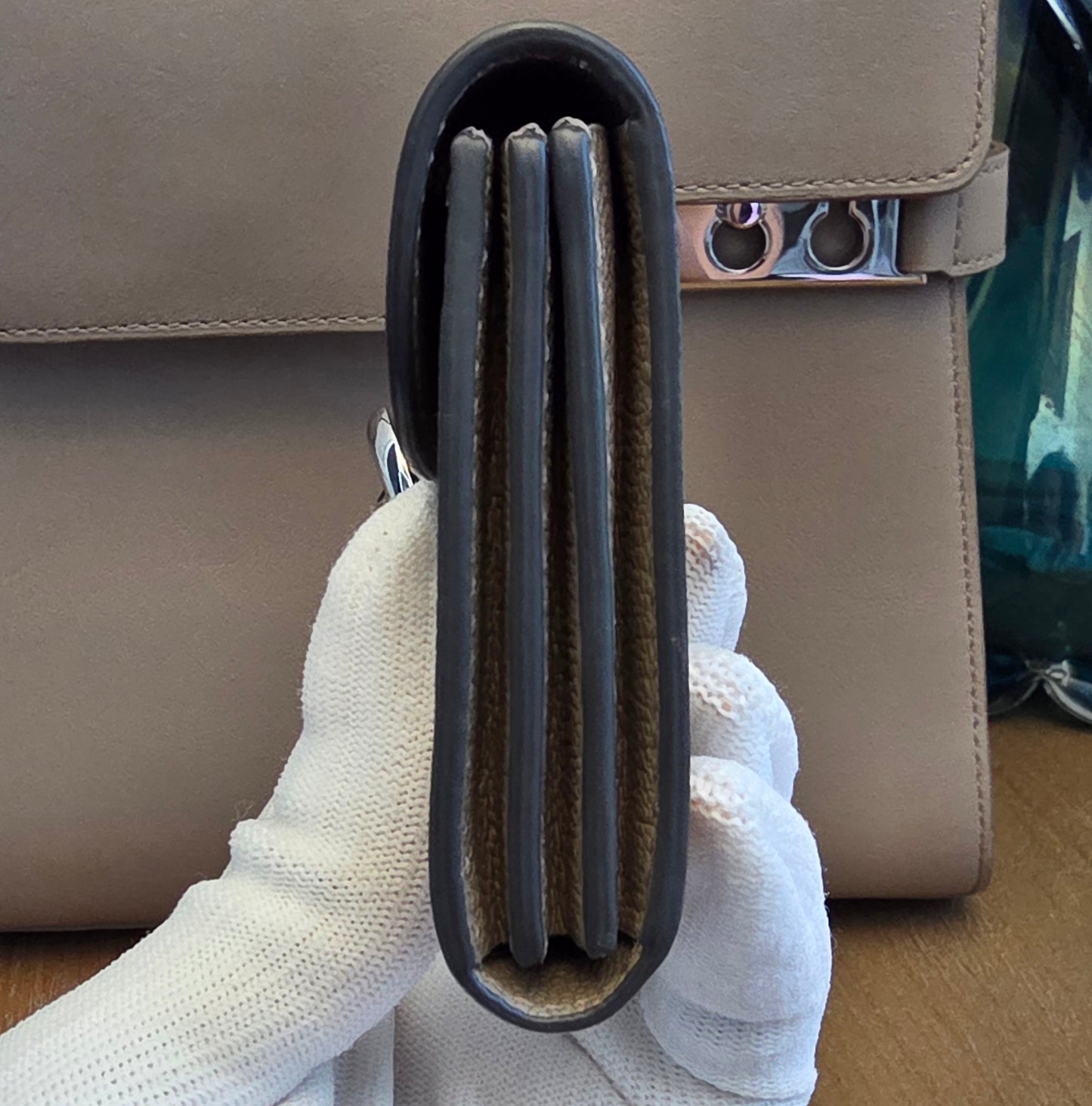 Delvaux Brillant Leather Wallet in Taupe Greige