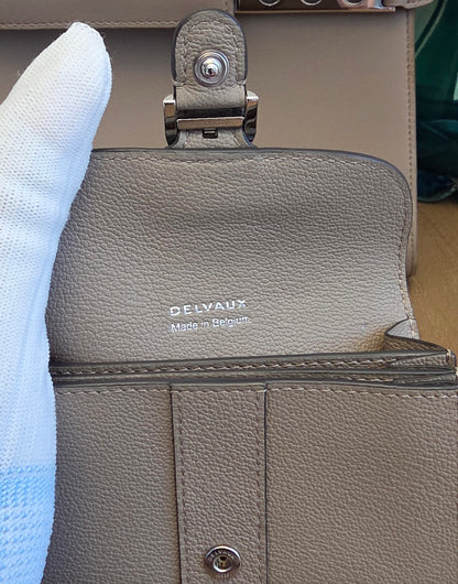 Delvaux Brillant Leather Wallet in Taupe Greige