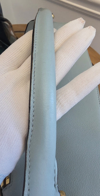 Loewe Small Puzzle Bag Powder Blue Leather Gold Hardware