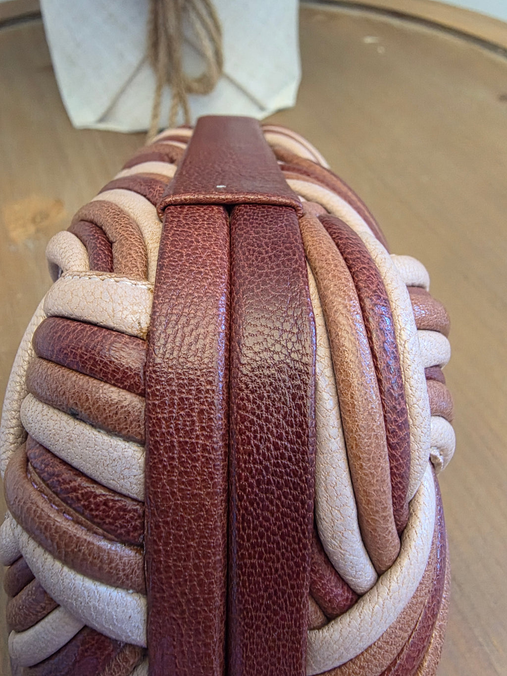 Bottega Veneta Intrecciato Leather Knot Clutch in Blush Multi-Tone