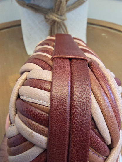Bottega Veneta Intrecciato Leather Knot Clutch in Blush Multi-Tone