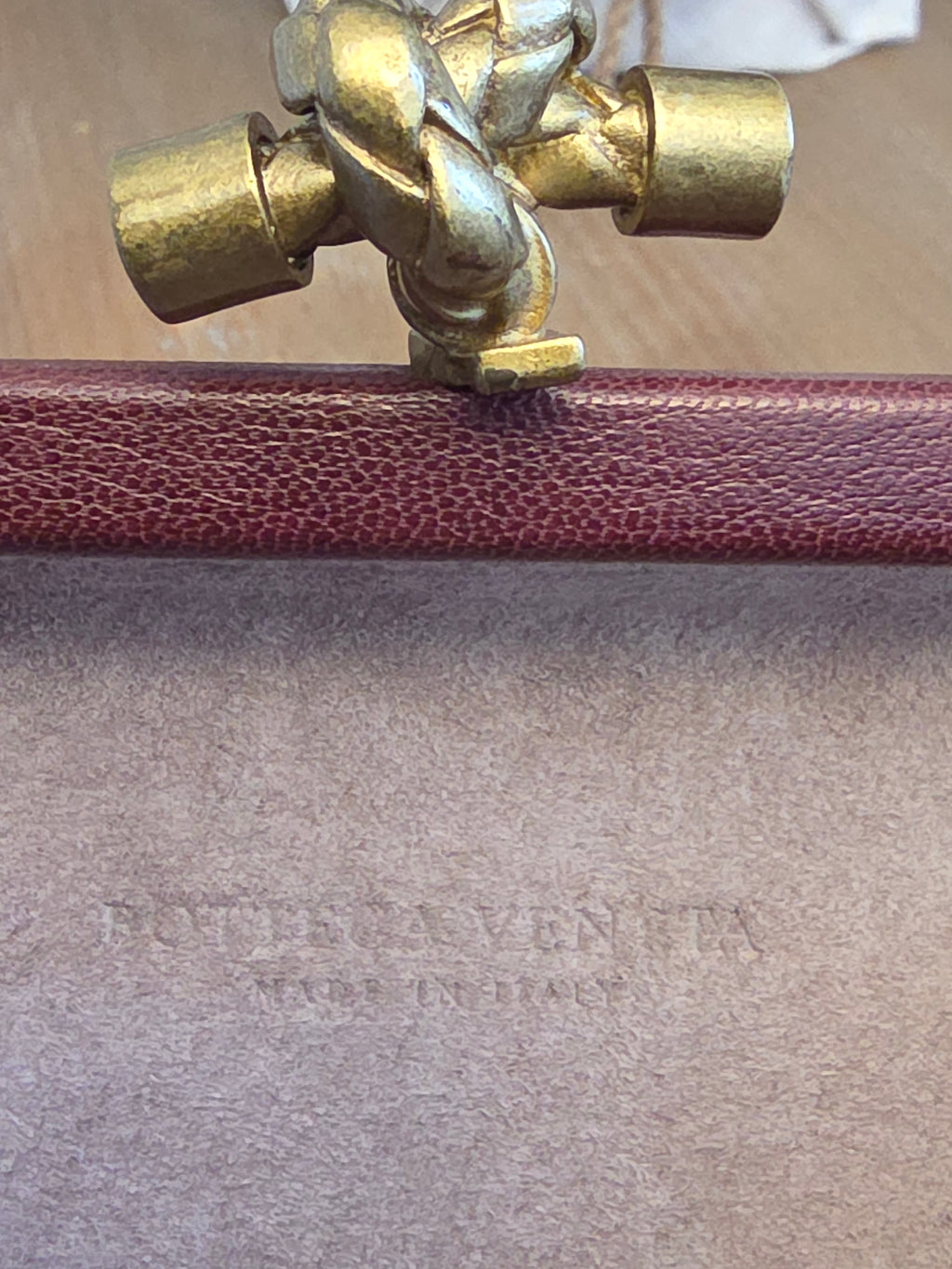 Bottega Veneta Intrecciato Leather Knot Clutch in Blush Multi-Tone
