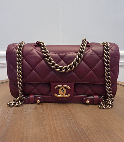Chanel Burgundy Lambskin Quilted Flap Bag with Aged Gold Hardware