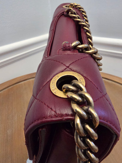 Chanel Burgundy Lambskin Quilted Flap Bag with Aged Gold Hardware