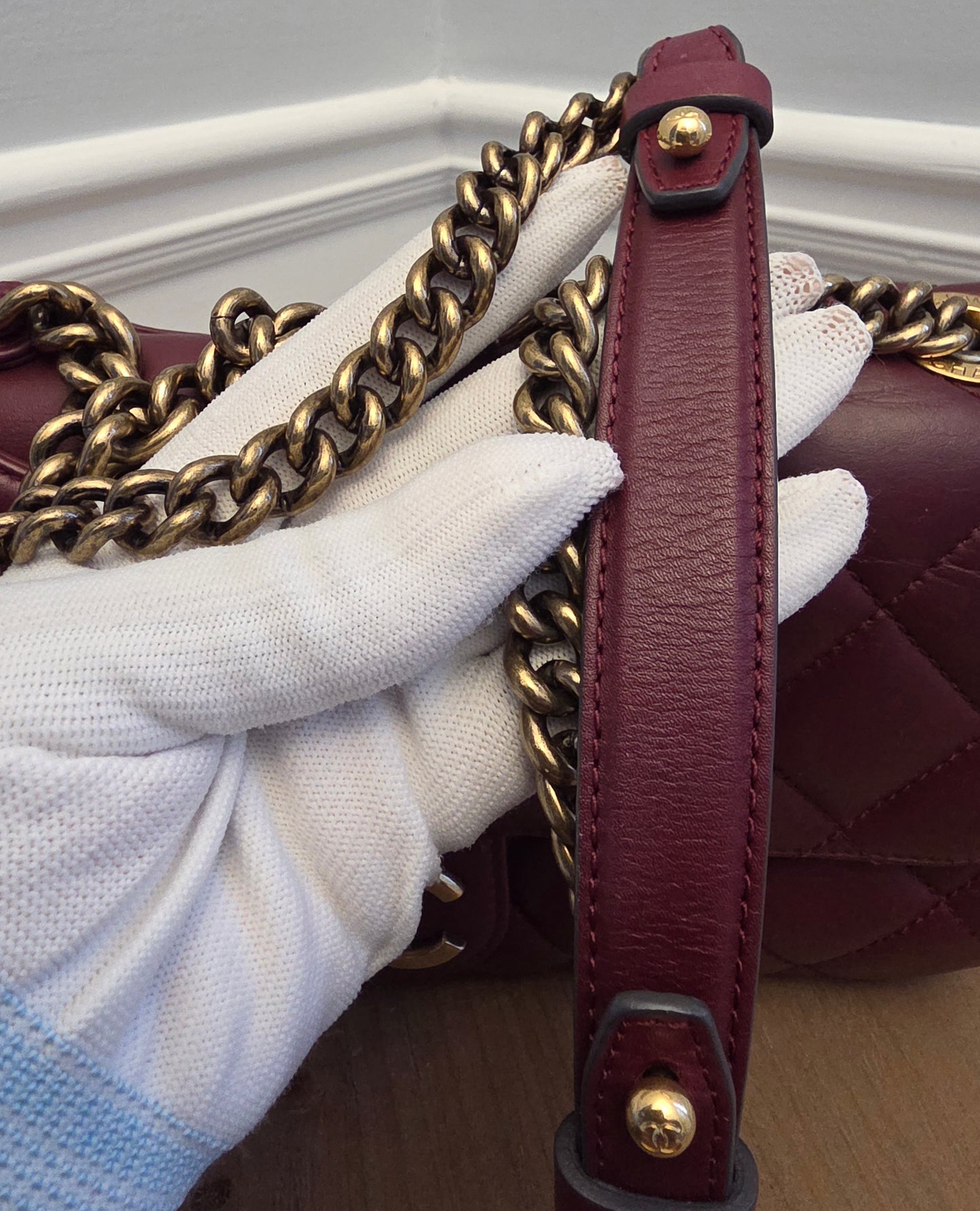 Chanel Burgundy Lambskin Quilted Flap Bag with Aged Gold Hardware