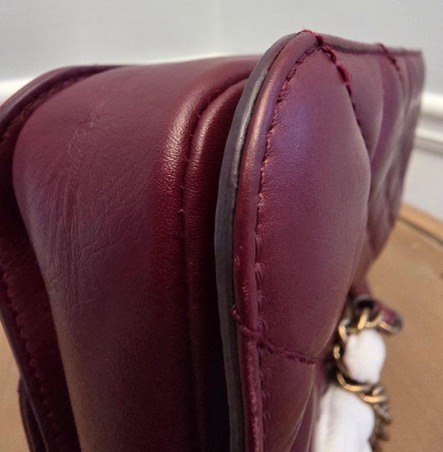 Chanel Burgundy Lambskin Quilted Flap Bag with Aged Gold Hardware