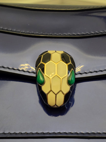 Bvlgari Serpenti Forever Patent Leather Shoulder Bag | Sapphire Blue