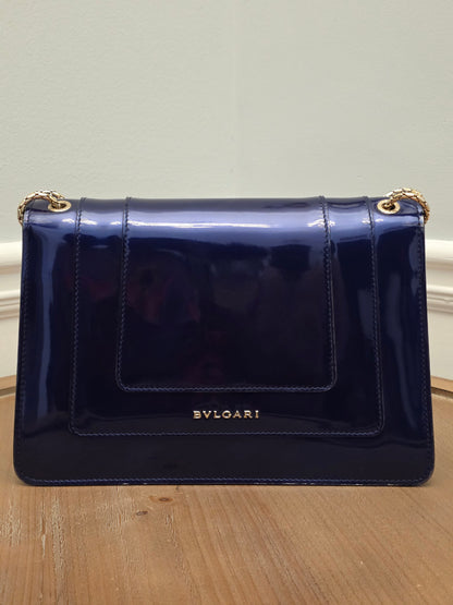 Bvlgari Serpenti Forever Patent Leather Shoulder Bag | Sapphire Blue