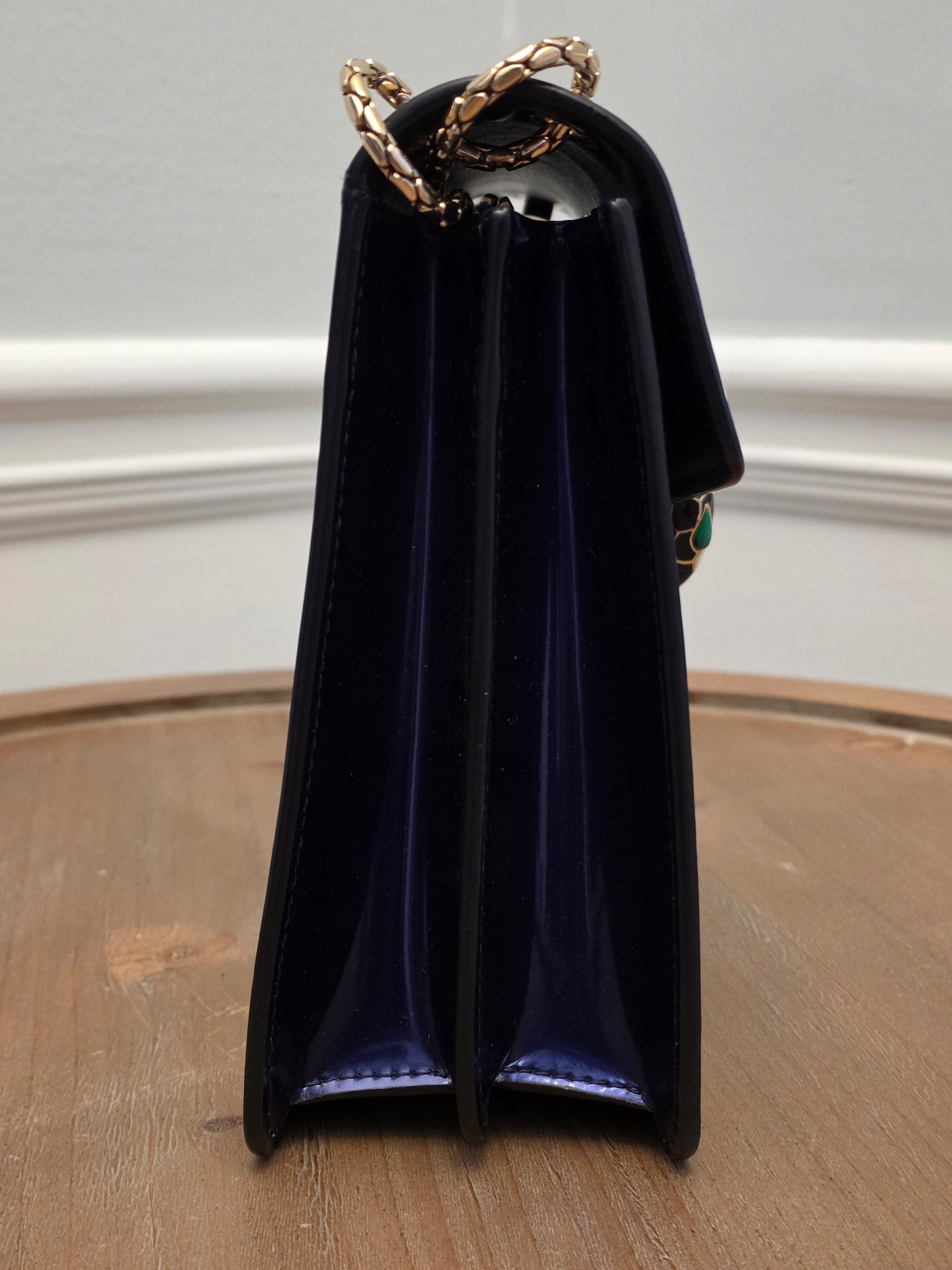 Bvlgari Serpenti Forever Patent Leather Shoulder Bag | Sapphire Blue