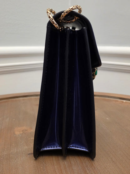 Bvlgari Serpenti Forever Patent Leather Shoulder Bag | Sapphire Blue