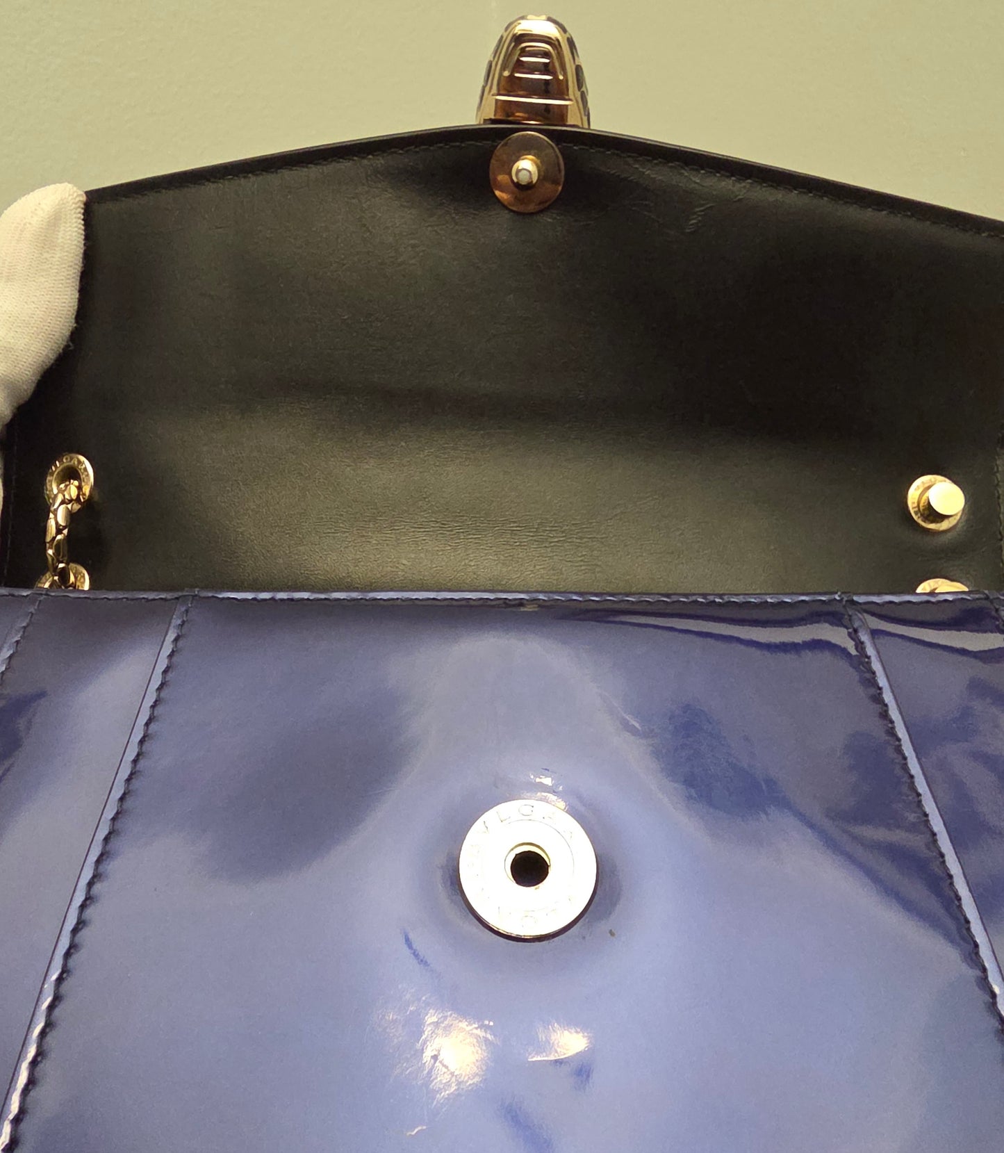 Bvlgari Serpenti Forever Patent Leather Shoulder Bag | Sapphire Blue