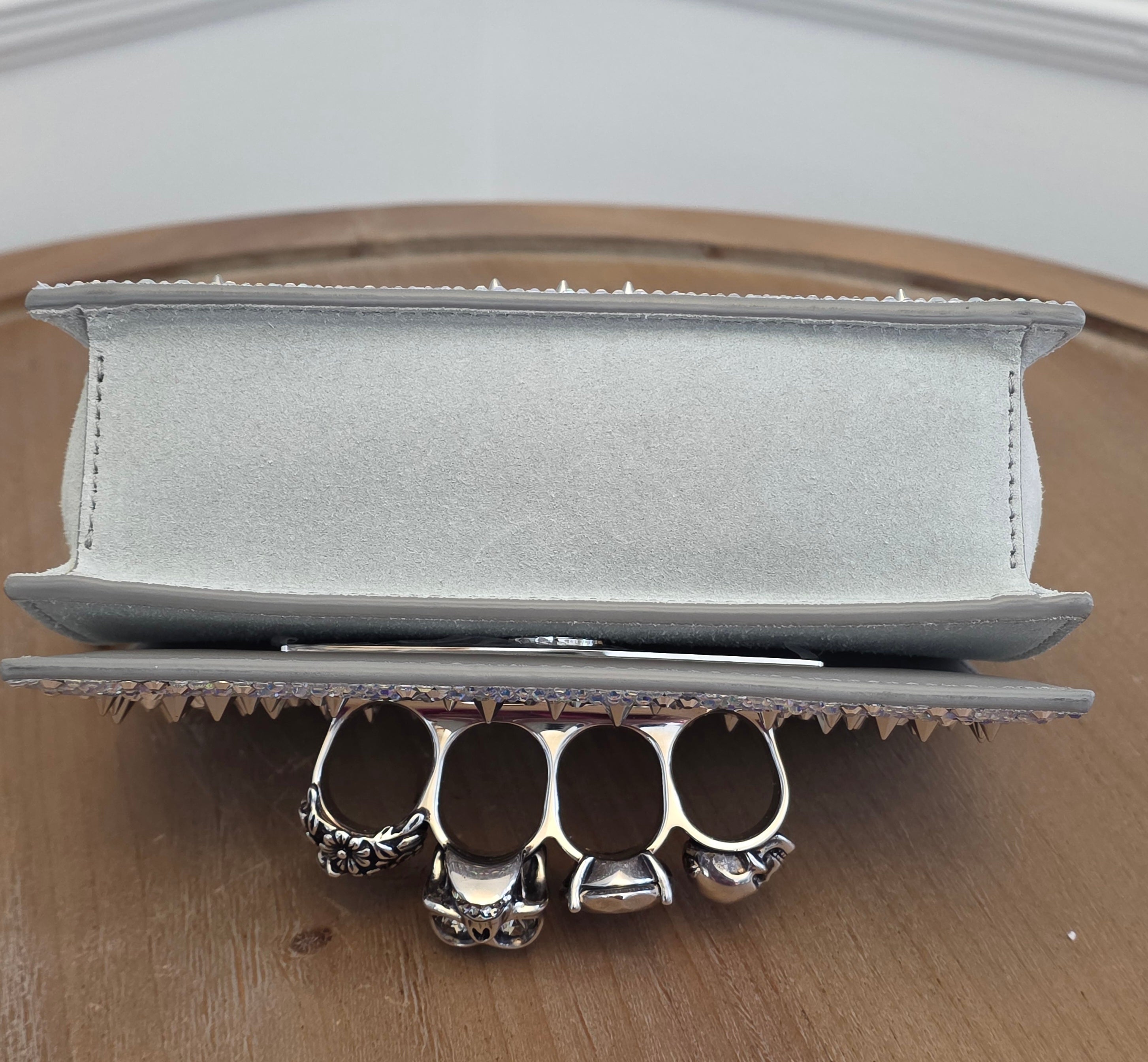 Alexander McQueen Crystal Studded Knuckle Box Clutch Bag