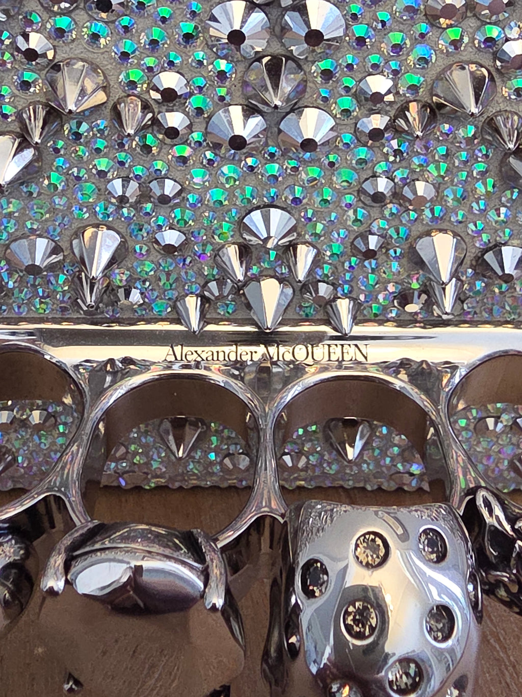 Alexander McQueen Crystal Studded Knuckle Box Clutch Bag