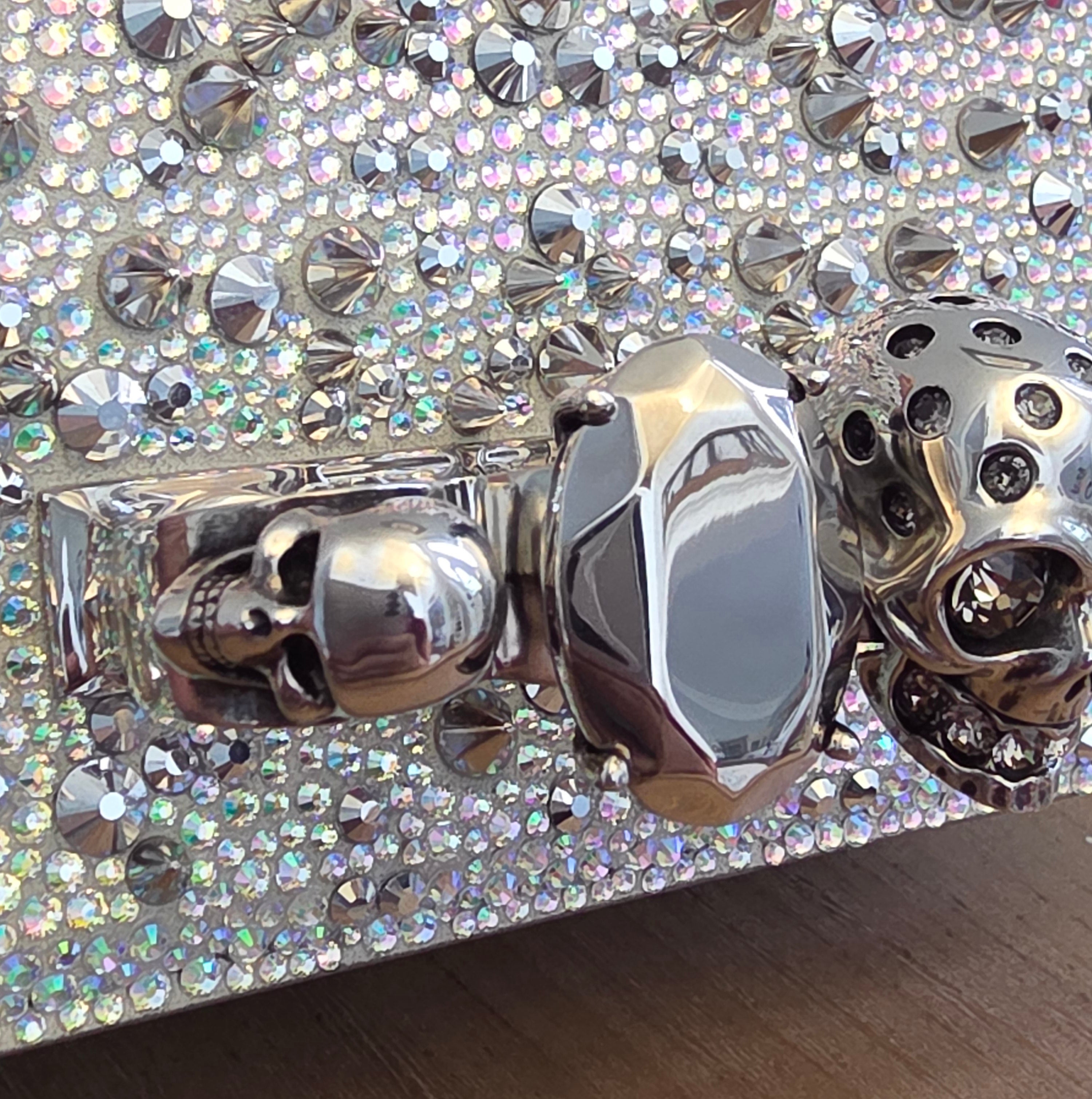 Alexander McQueen Crystal Studded Knuckle Box Clutch Bag