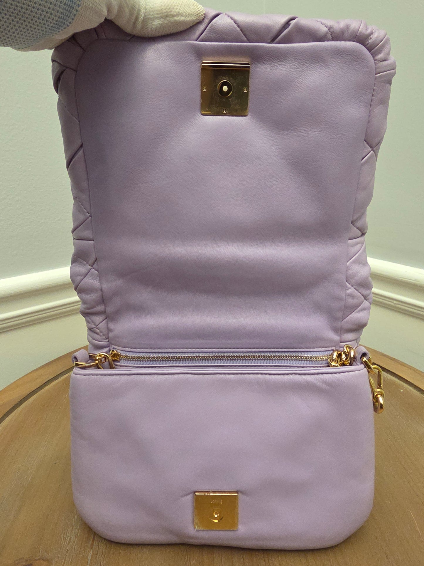 Loewe Lavender Puffy Goya Chain Bag in Nappa Lambskin with Gold Hardware