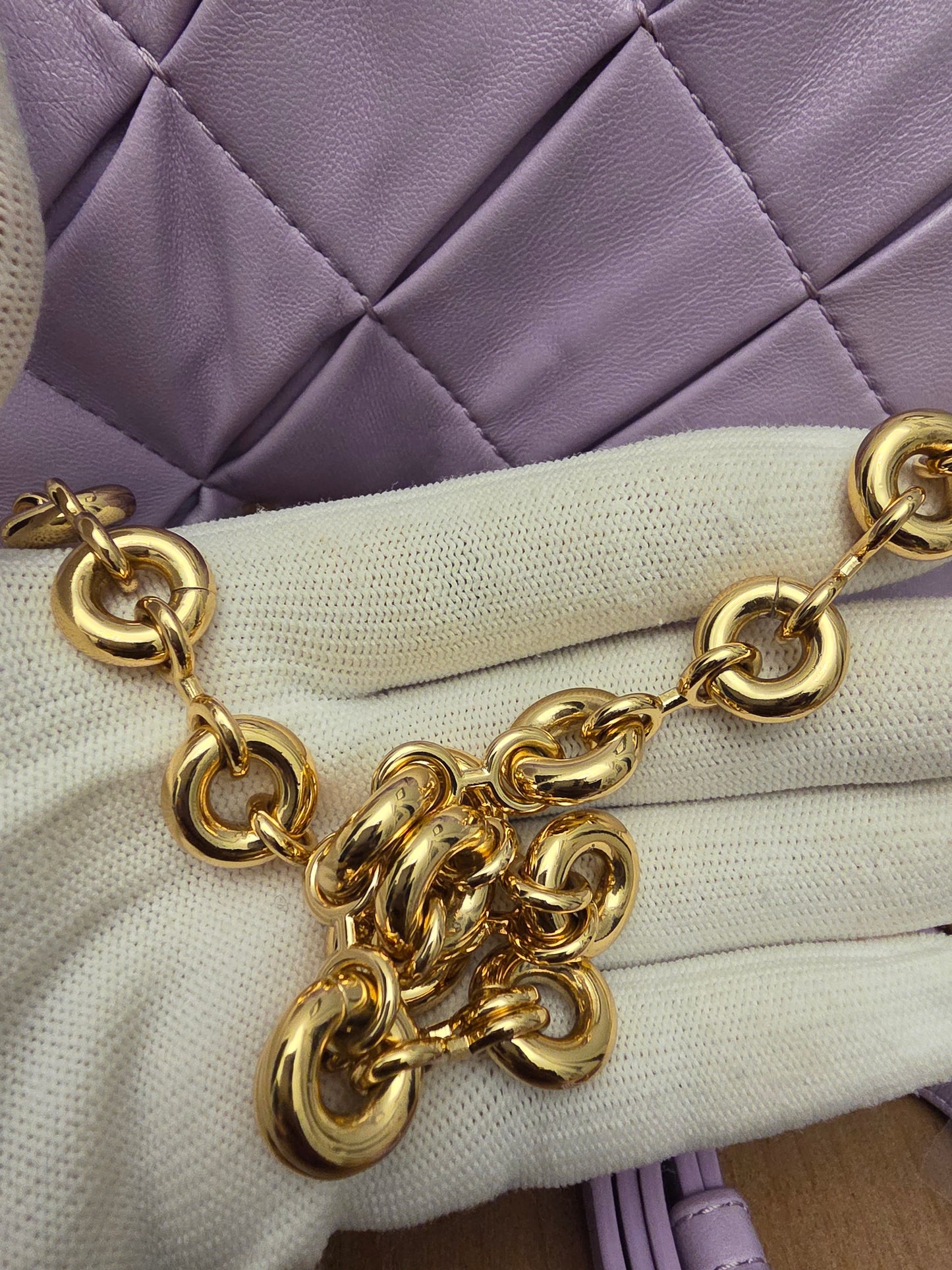 Loewe Lavender Puffy Goya Chain Bag in Nappa Lambskin with Gold Hardware