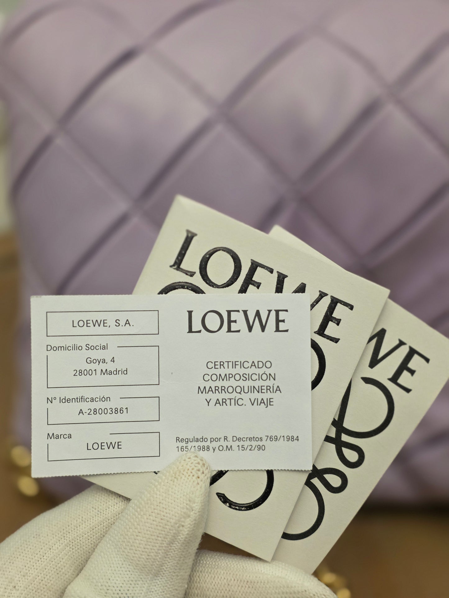 Loewe Lavender Puffy Goya Chain Bag in Nappa Lambskin with Gold Hardware
