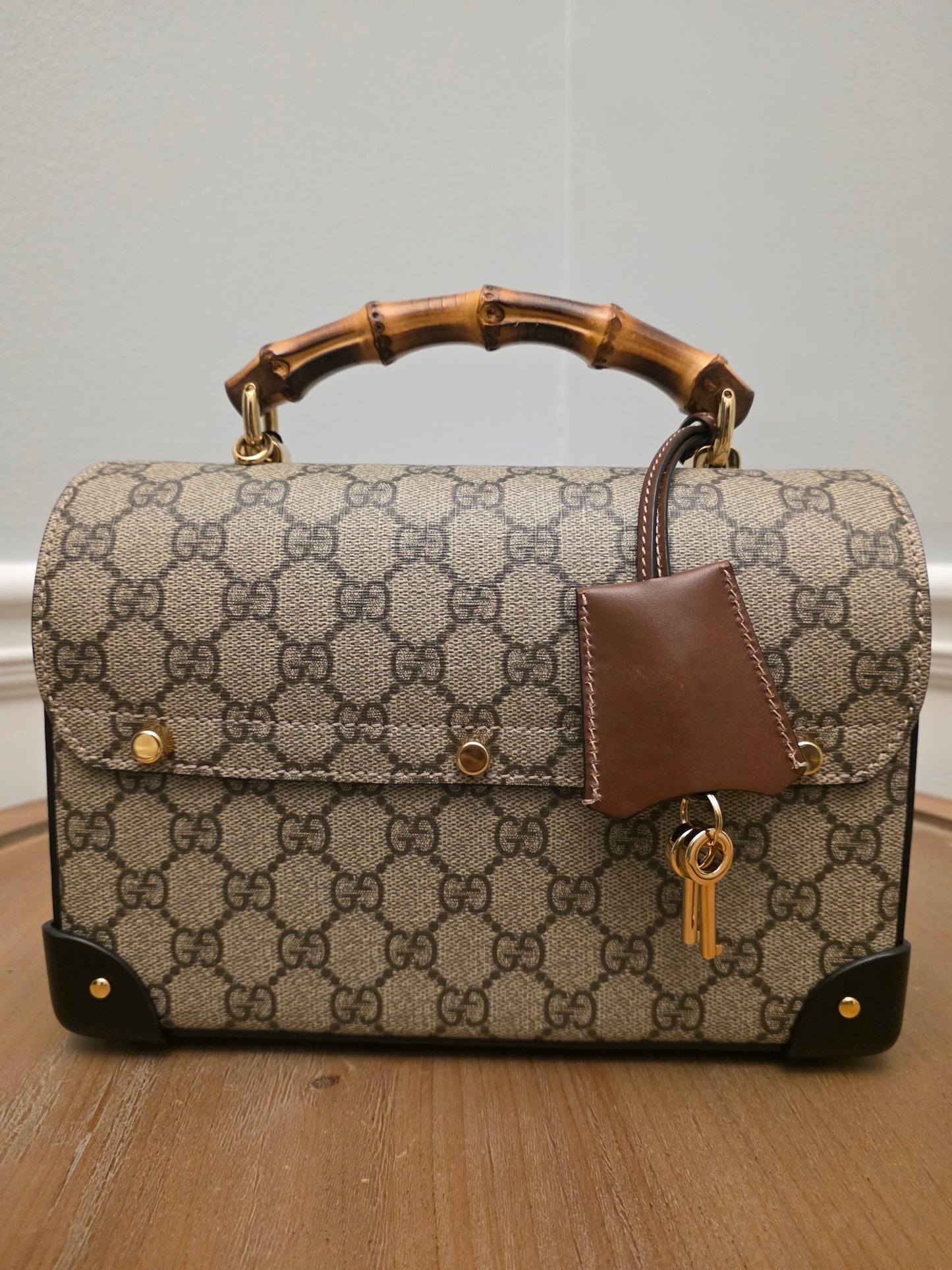 Gucci Bamboo Top Handle Bag GG Supreme Canvas | Tiny Rich Aunt Energy