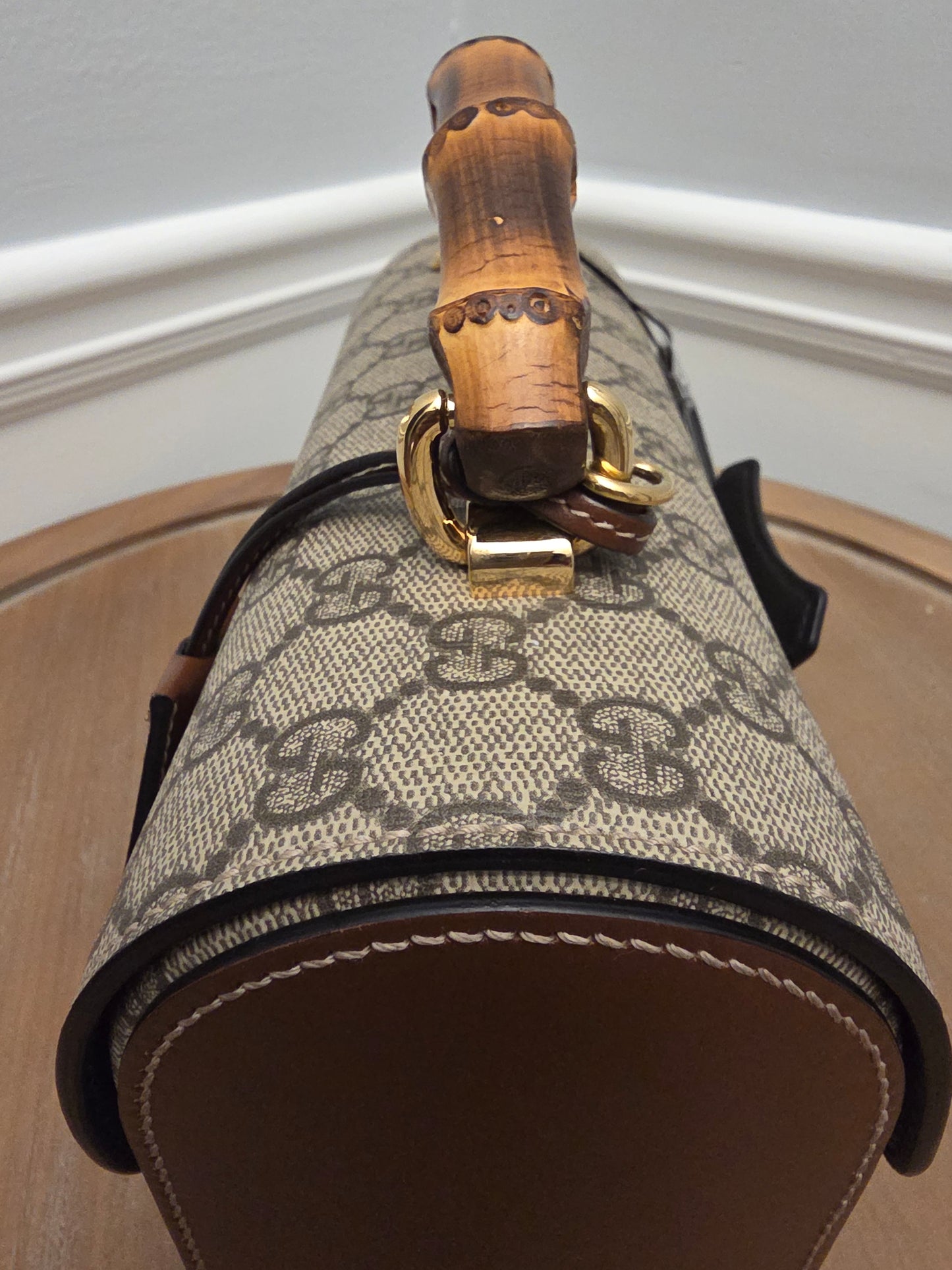 Gucci Bamboo Top Handle Bag GG Supreme Canvas | Tiny Rich Aunt Energy
