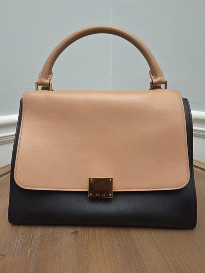Céline Medium Trapeze Bag – Blush & Black Smooth Calfskin | Phoebe Philo Era