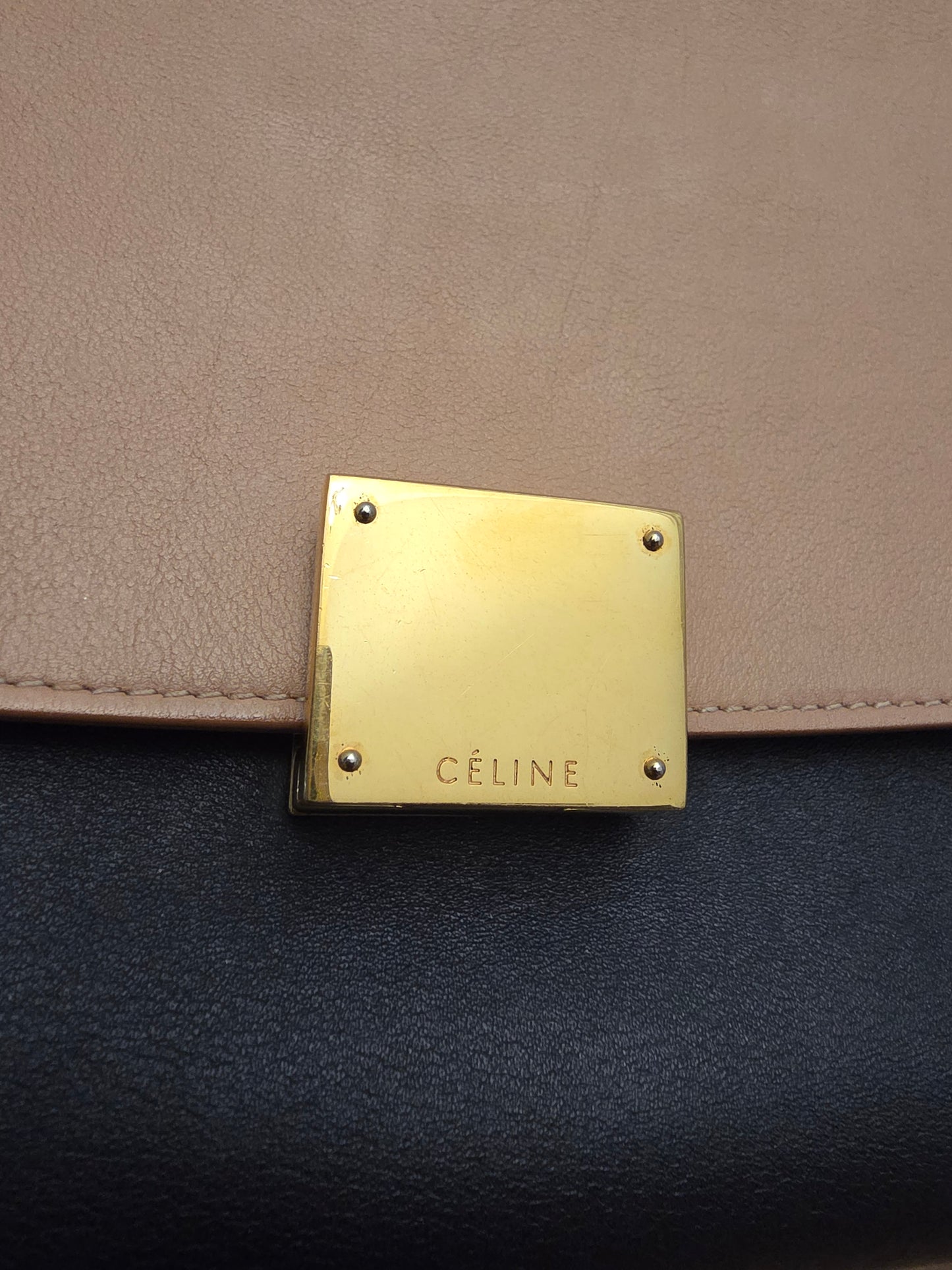 Céline Medium Trapeze Bag – Blush & Black Smooth Calfskin | Phoebe Philo Era