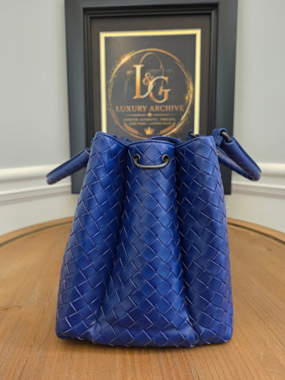 Bottega Veneta Blue Intrecciato Leather Tote