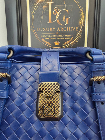 Bottega Veneta Blue Intrecciato Leather Tote