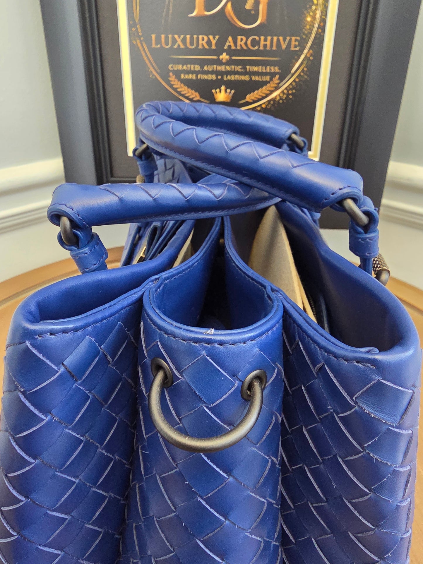 Bottega Veneta Blue Intrecciato Leather Tote