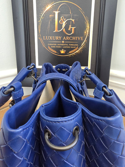 Bottega Veneta Blue Intrecciato Leather Tote