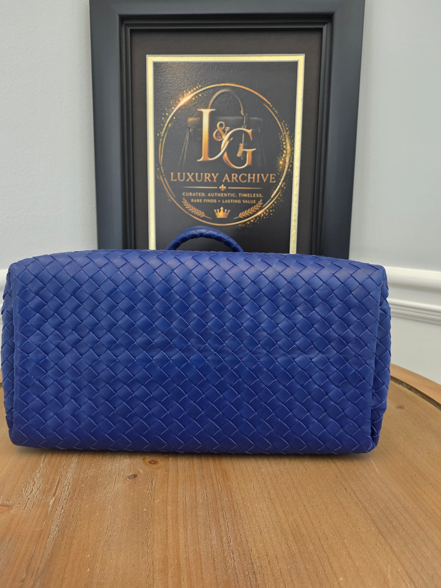 Bottega Veneta Blue Intrecciato Leather Tote