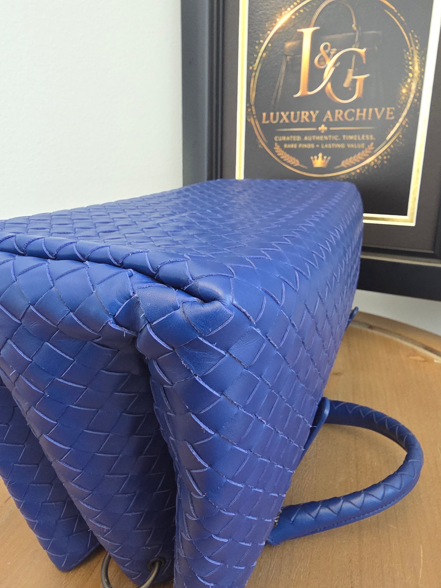 Bottega Veneta Blue Intrecciato Leather Tote