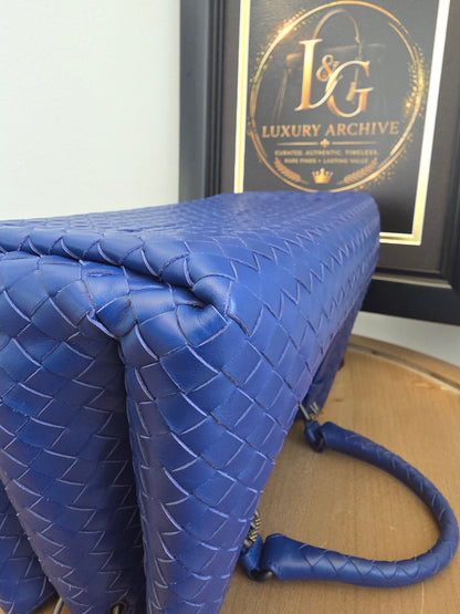 Bottega Veneta Blue Intrecciato Leather Tote