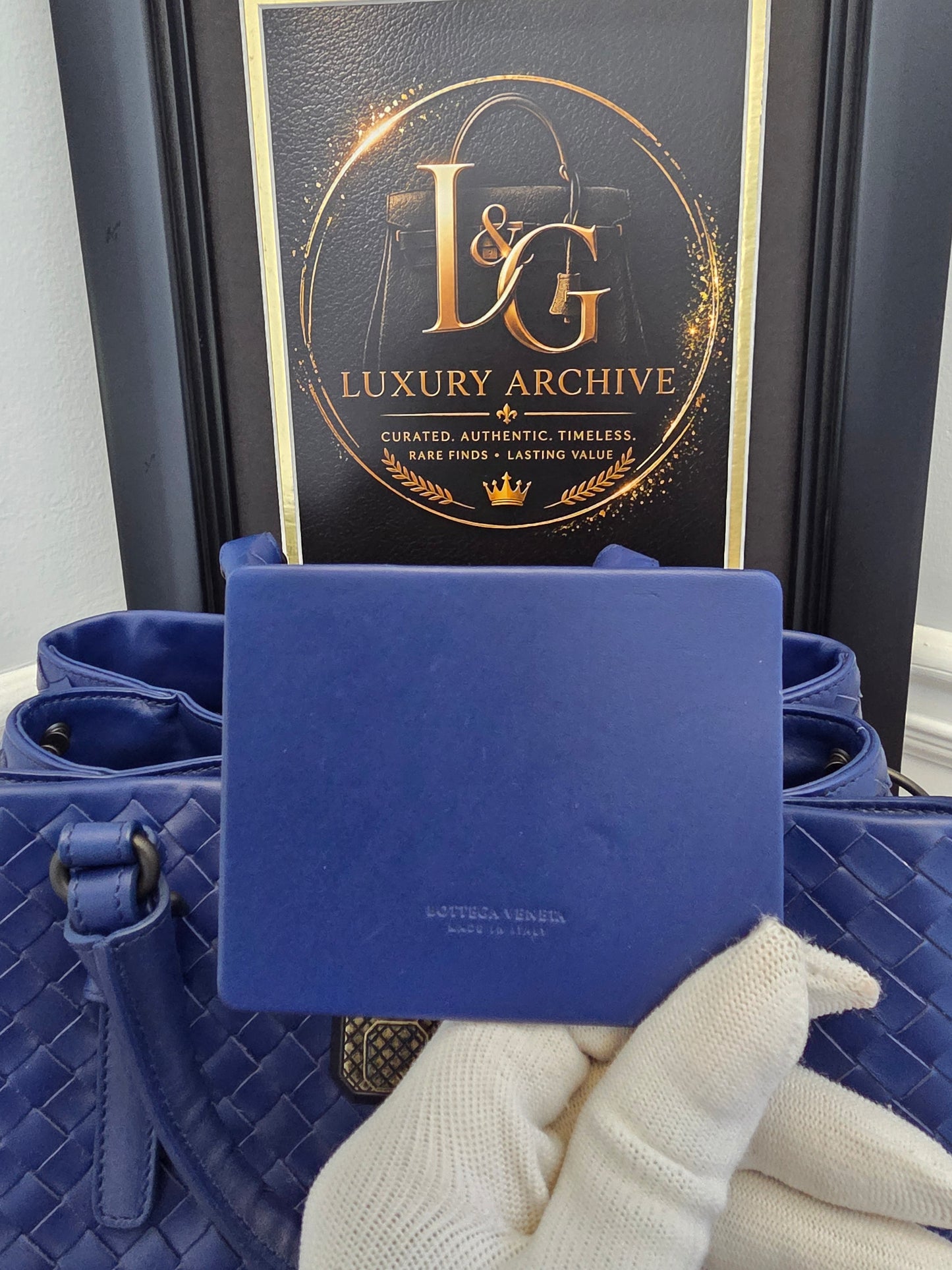 Bottega Veneta Blue Intrecciato Leather Tote