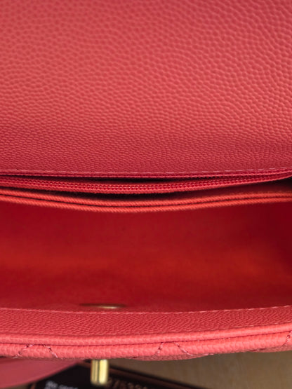 Chanel Small Coco Handle Bag | Peach Coral Caviar Leather | Aged Gold Hardware | Rare Color