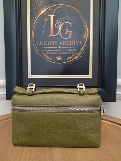 Loro Piana Olive Grained Leather Mini Vanity Crossbody Bag