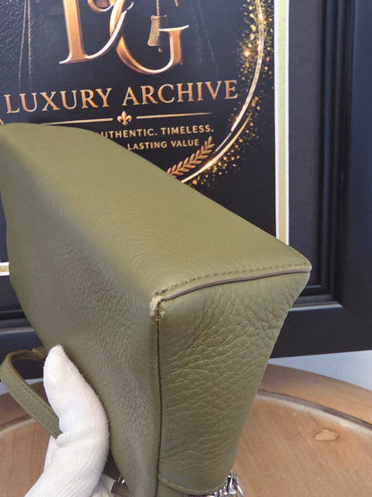 Loro Piana Olive Grained Leather Mini Vanity Crossbody Bag