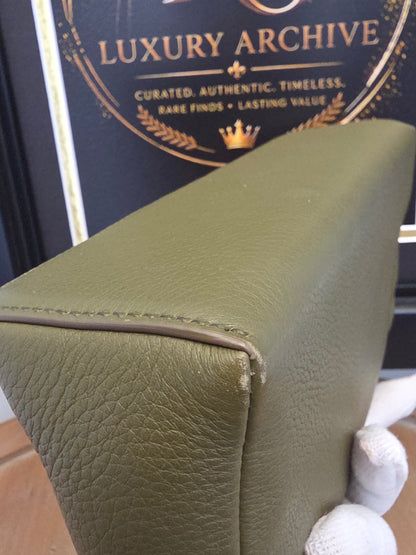 Loro Piana Olive Grained Leather Mini Vanity Crossbody Bag