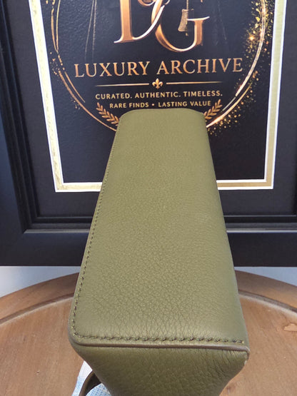 Loro Piana Olive Grained Leather Mini Vanity Crossbody Bag