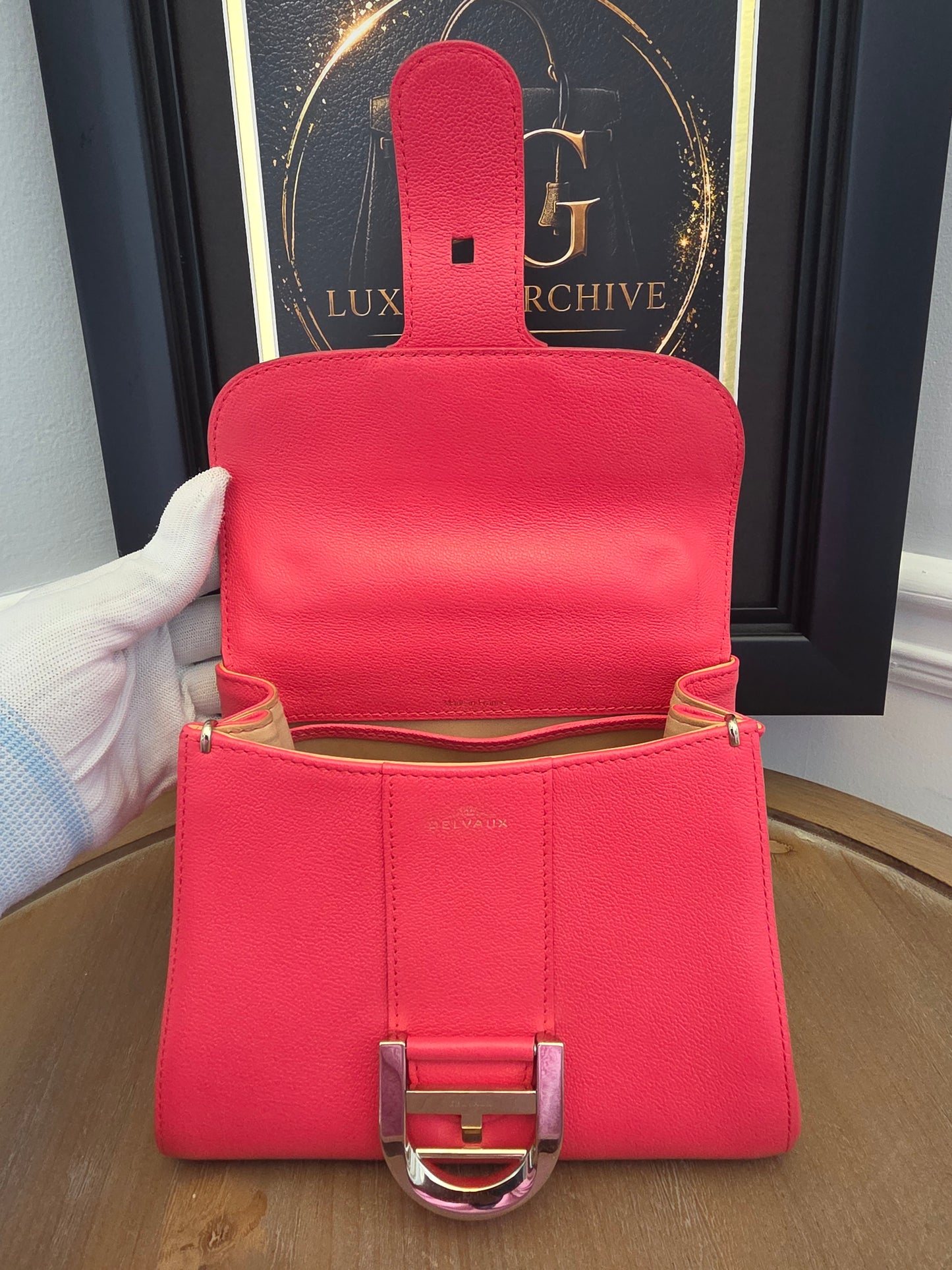 Delvaux Brillant Mini Neon Pink Crispy Calf Leather | Silver Hardware