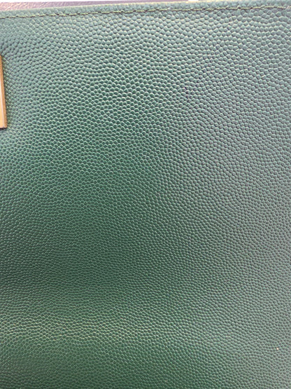 Chanel Chevron Top Handle Flap Bag in Emerald Caviar Leather | Ruthenium Hardware