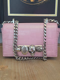 Alexander McQueen Pink Croc Embossed Knuckle Box Bag | Barbie Meets Bad Decisions