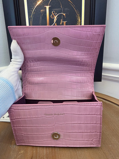 Alexander McQueen Pink Croc Embossed Knuckle Box Bag | Barbie Meets Bad Decisions