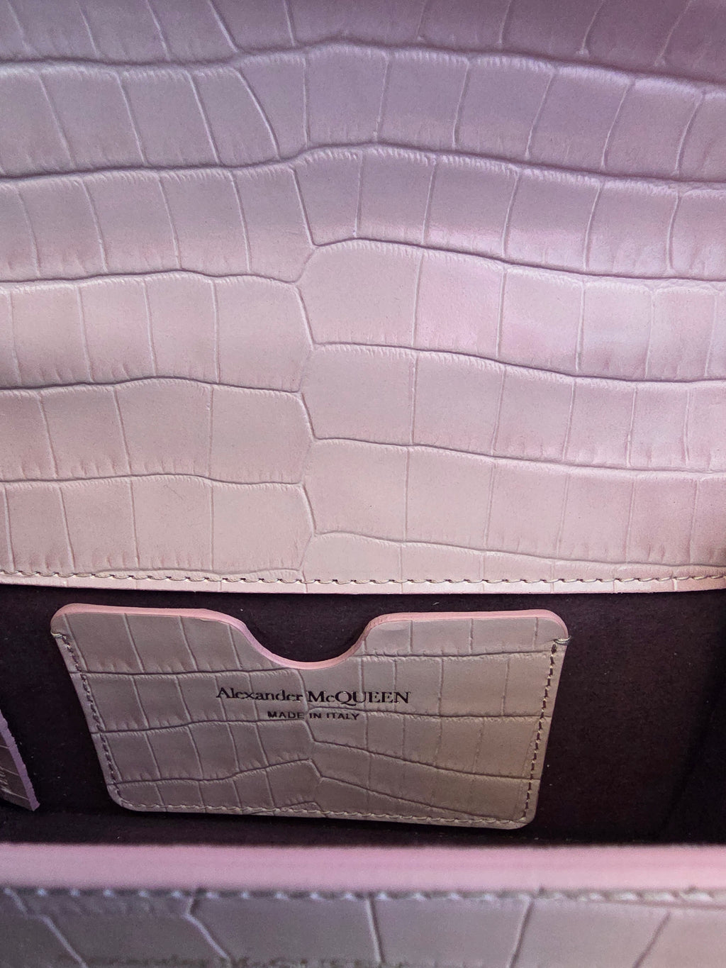 Alexander McQueen Pink Croc Embossed Knuckle Box Bag | Barbie Meets Bad Decisions