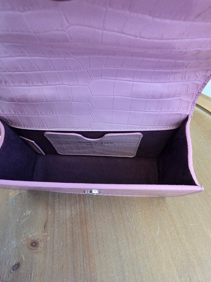 Alexander McQueen Pink Croc Embossed Knuckle Box Bag | Barbie Meets Bad Decisions