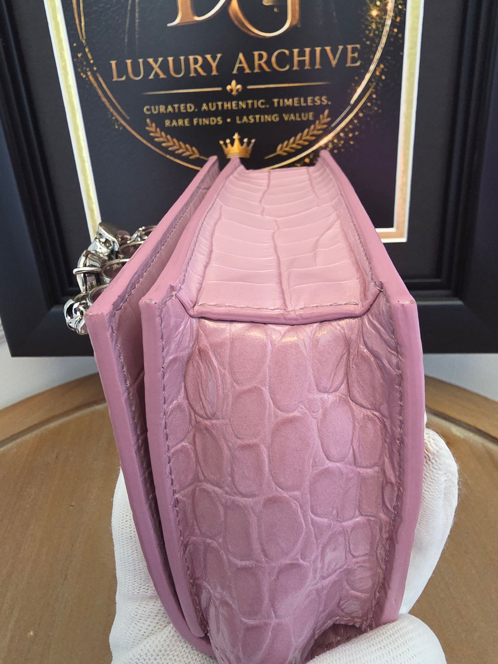 Alexander McQueen Pink Croc Embossed Knuckle Box Bag | Barbie Meets Bad Decisions