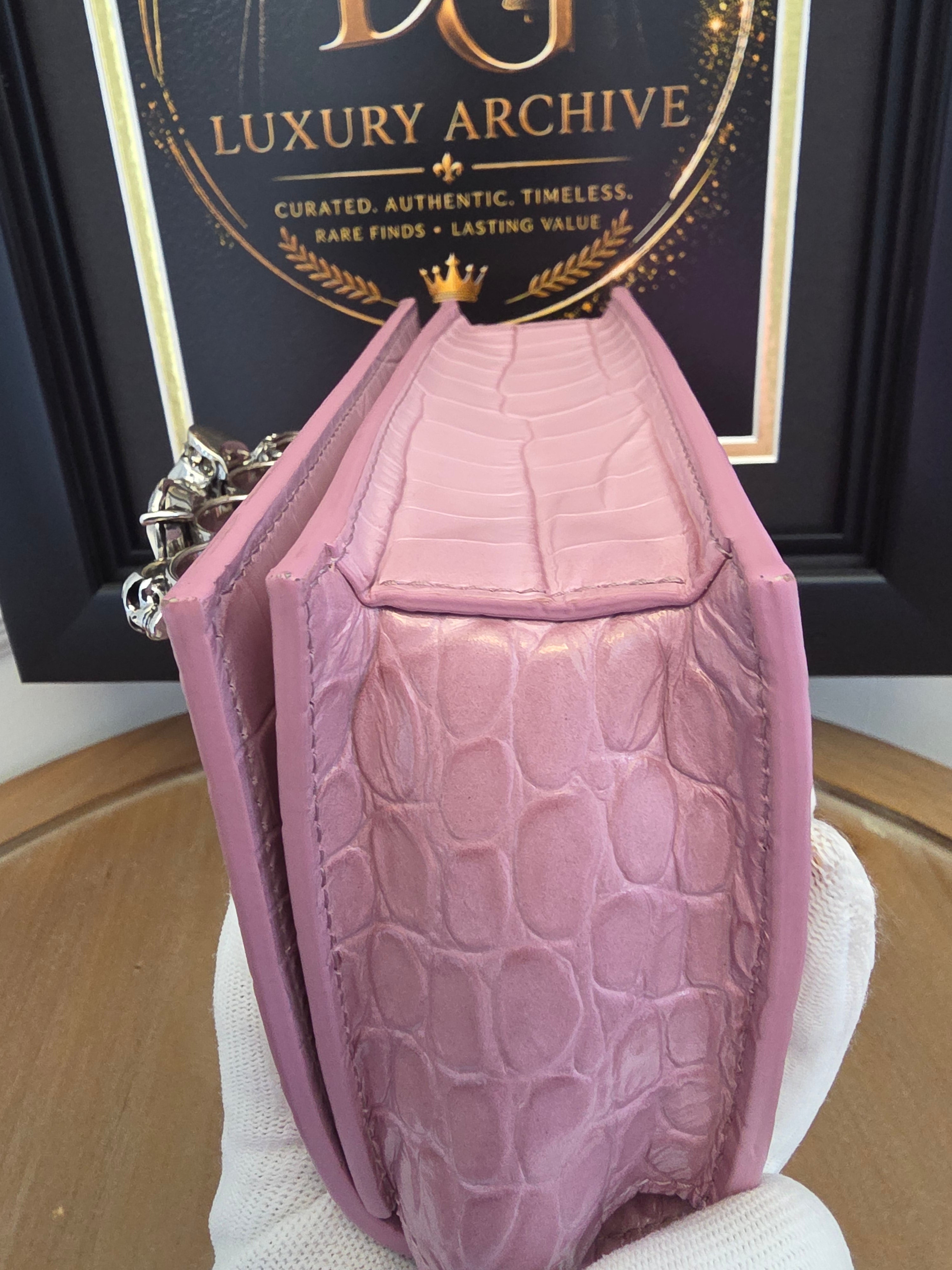 Alexander McQueen Pink Croc Embossed Knuckle Box Bag | Barbie Meets Bad Decisions
