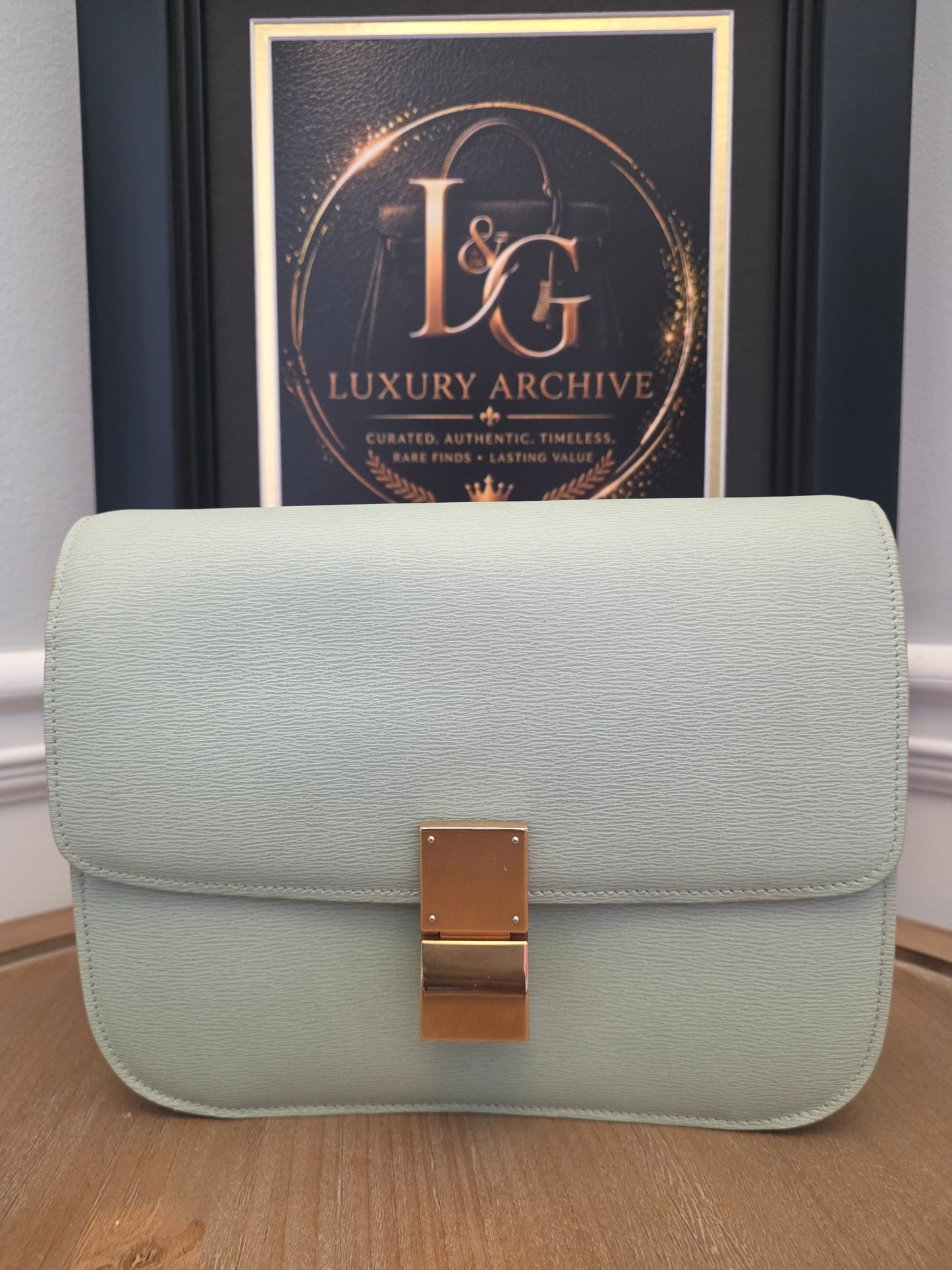 CÉLINE Classic Box Bag – Pale Celadon / Ice Mint Leather with Gold Hardware